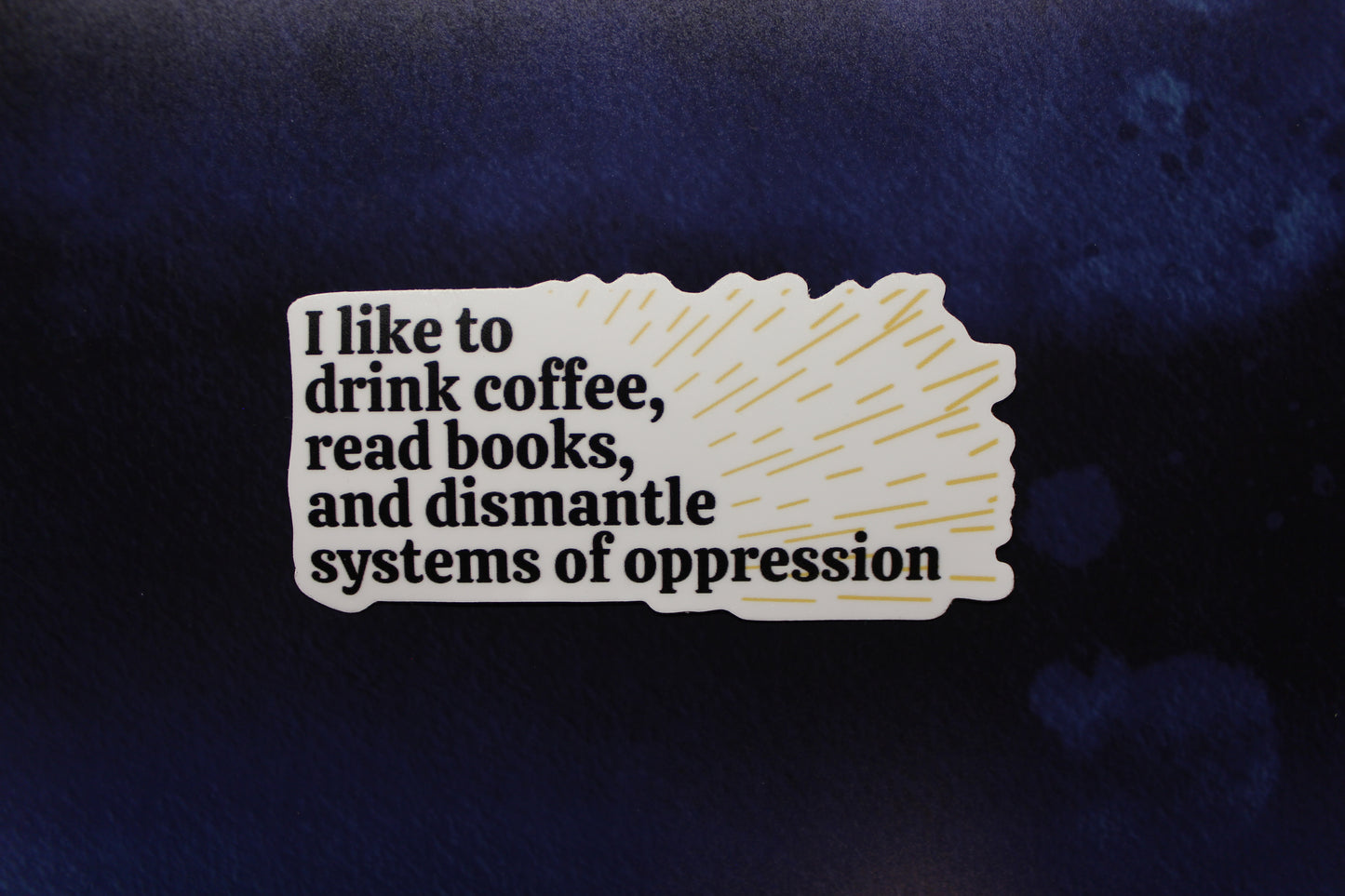 I Like To Drink Coffee, Read Books, Dismantle Systems of Oppression Vinyl Sticker