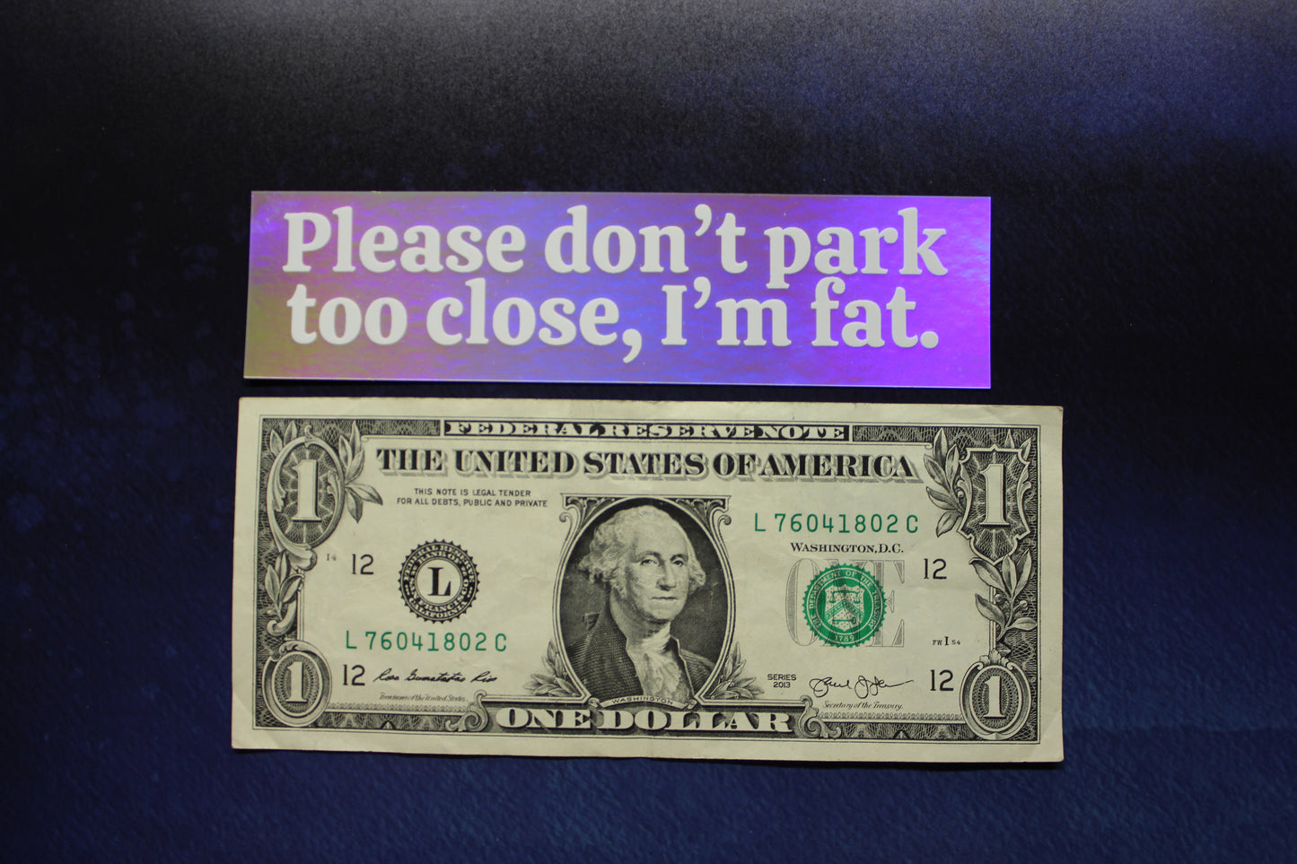 Please don't park too close, I'm fat Holographic Vinyl Sticker