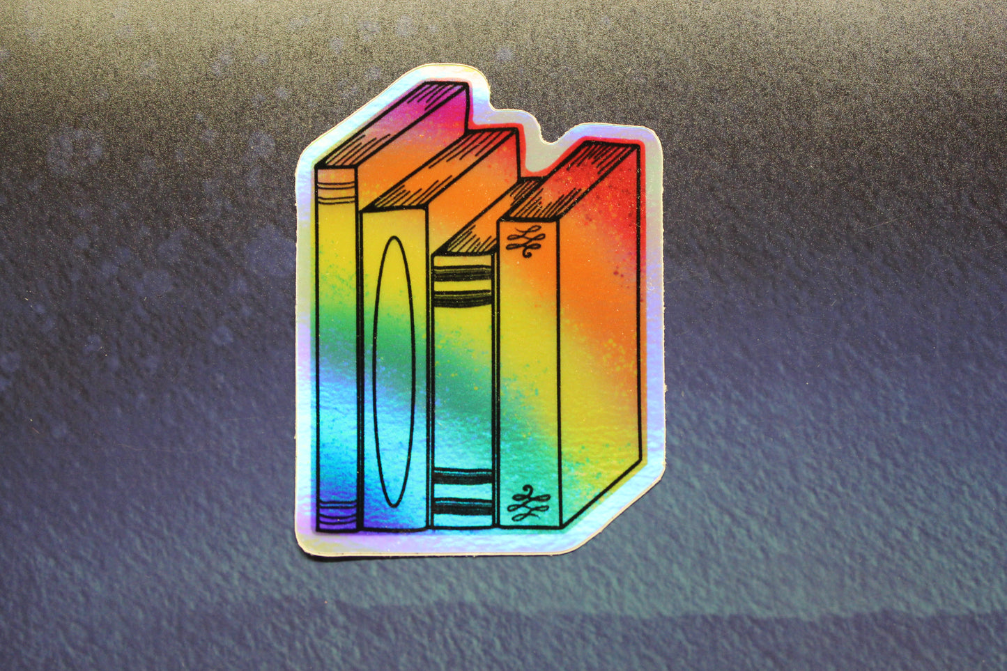 Queer Holographic Rainbow Bookshelf Vinyl Sticker