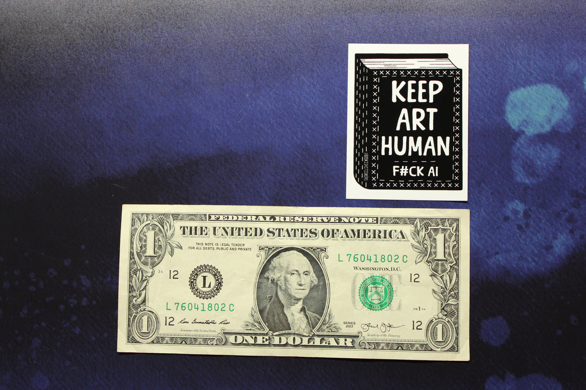 Keep Art Human F#ck AI Black & White Vinyl Sticker