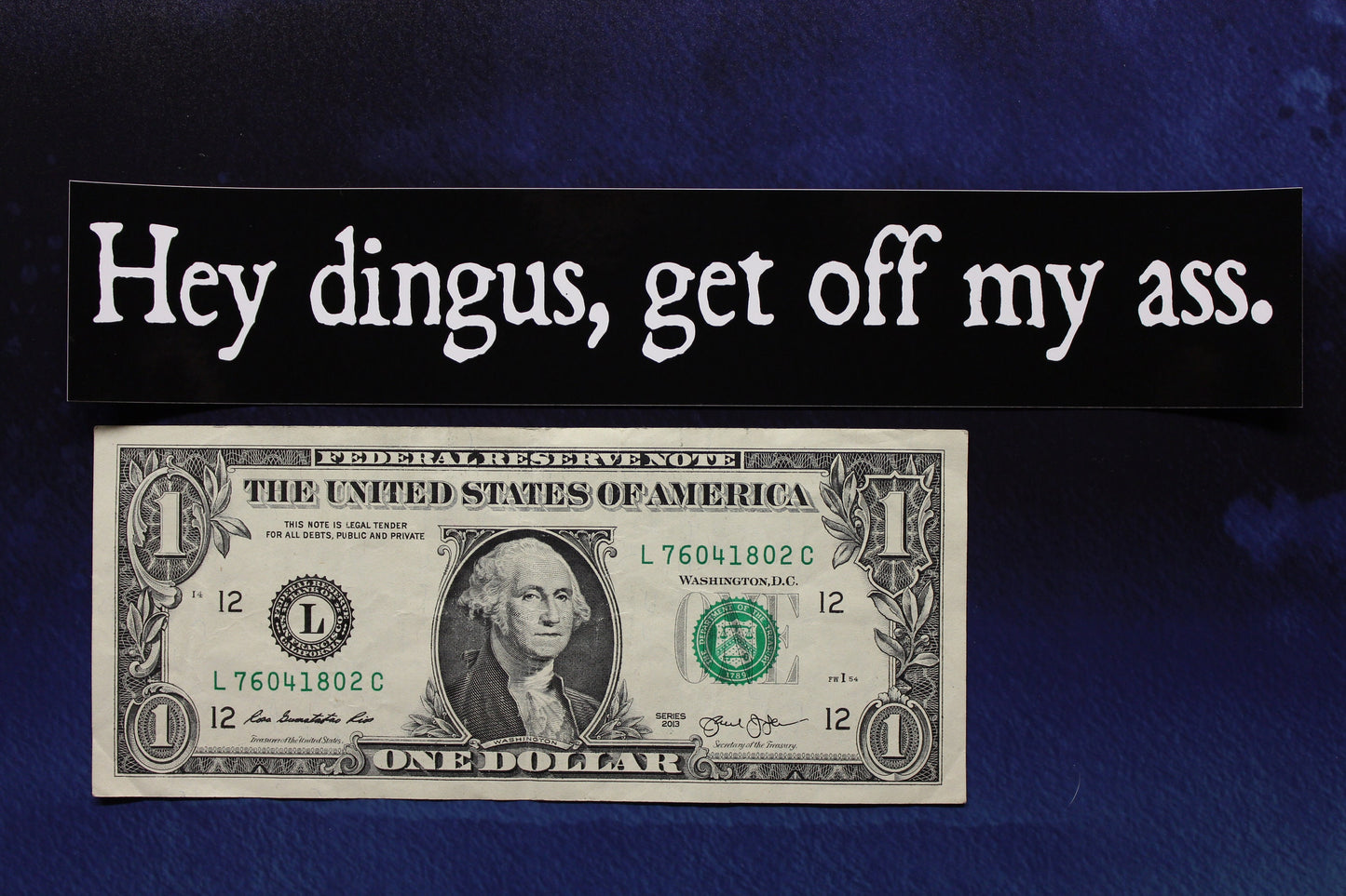 Hey Dingus Get Off My Ass slim vinyl bumper sticker car bike helmet