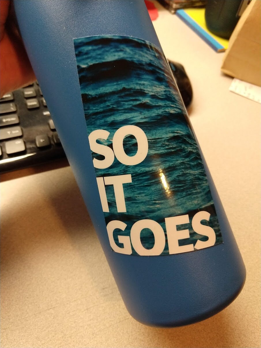 So It Goes Kurt Vonnegut Vinyl Bumper Sticker Car Laptop Reader Gift Bike Guitar