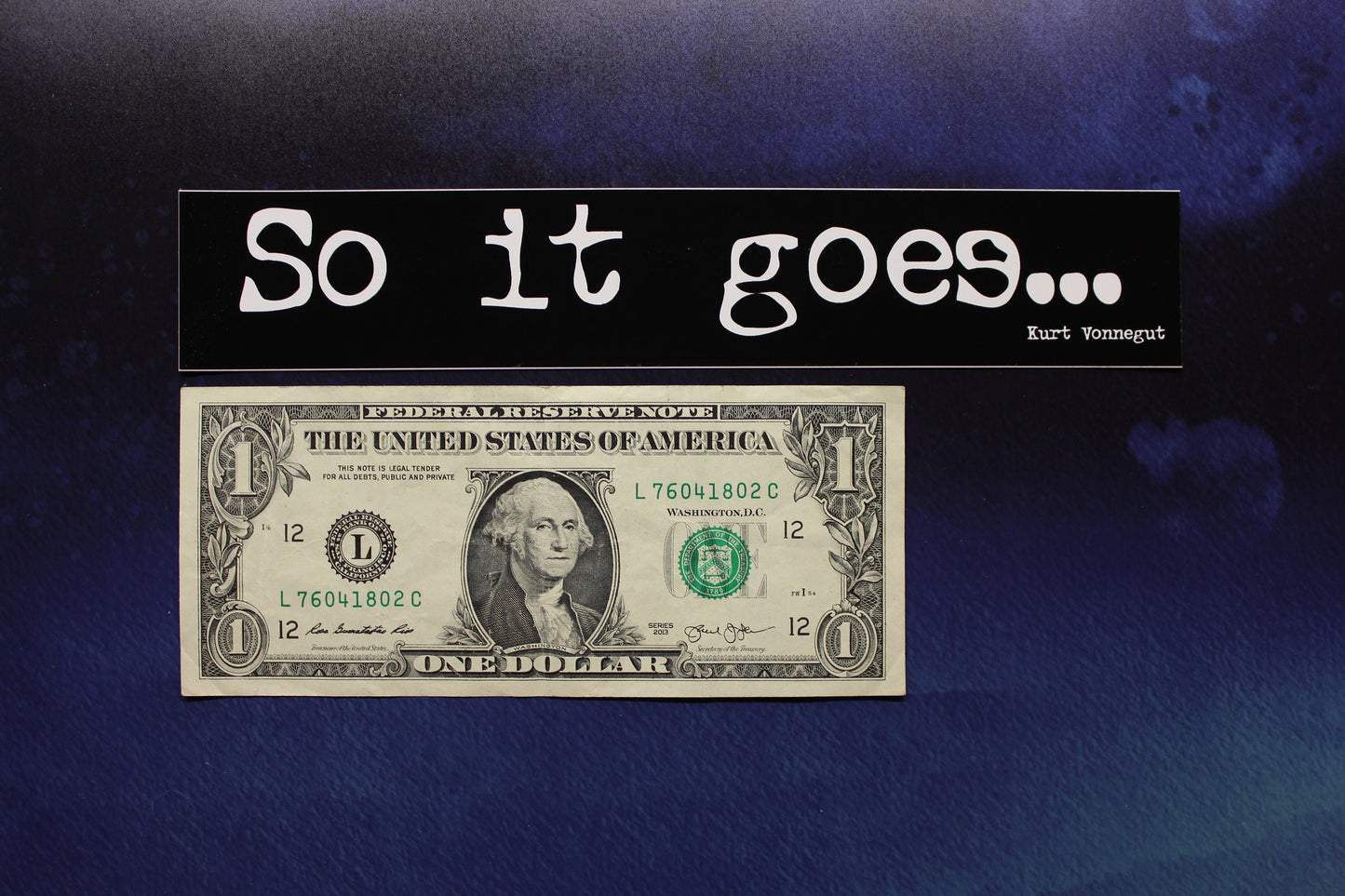 So it goes... Kurt Vonnegut vinyl sticker laptop car bumper bike bookworm gift writer reader