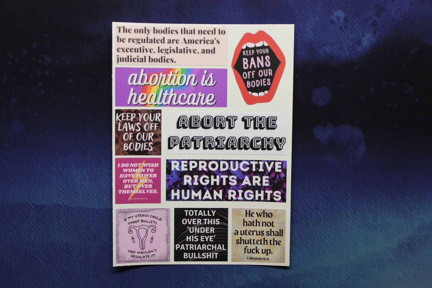 Reproductive Rights Small Sheet of Stickers