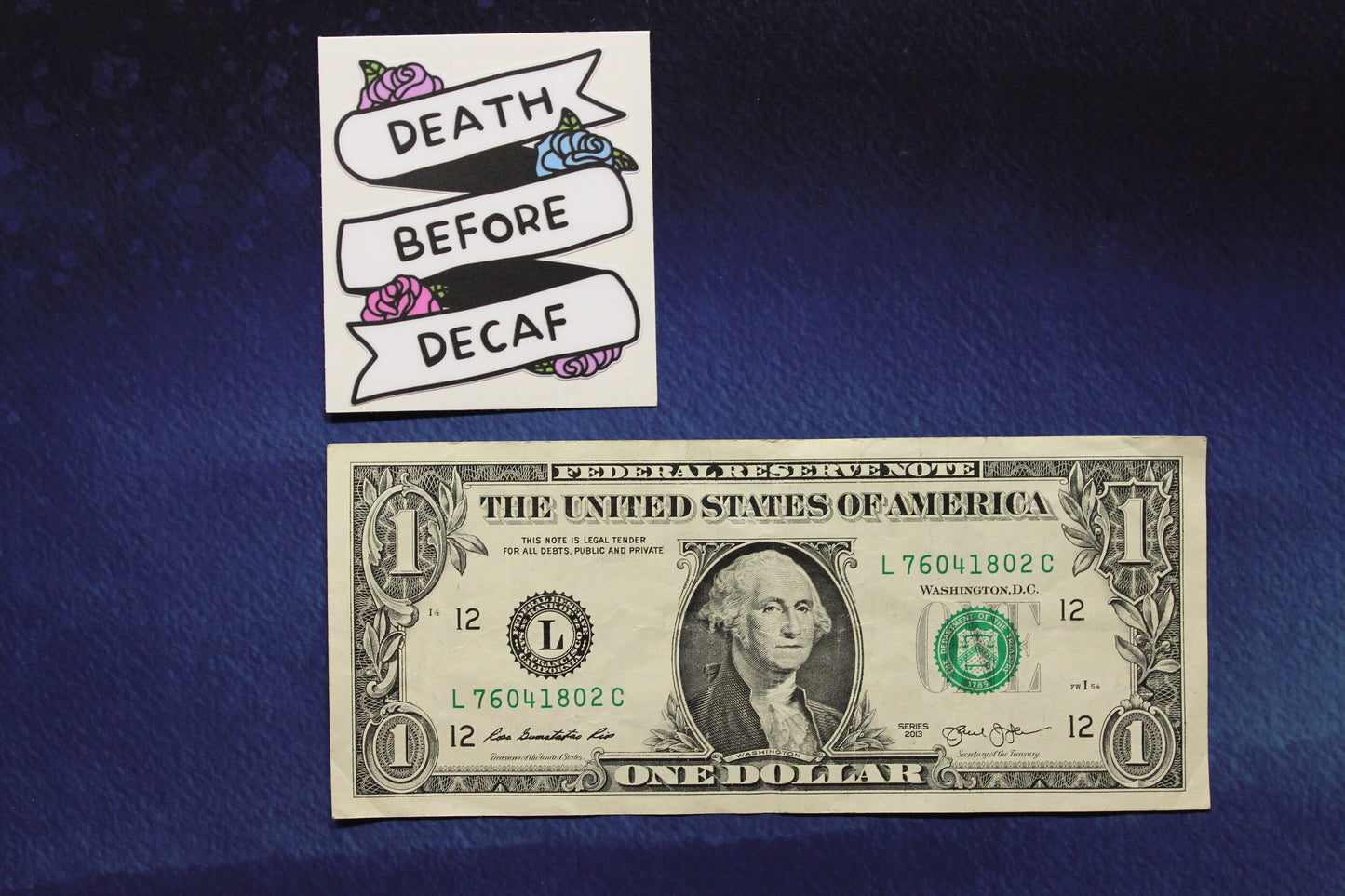 Death Before Decaf Small Vinyl Sticker
