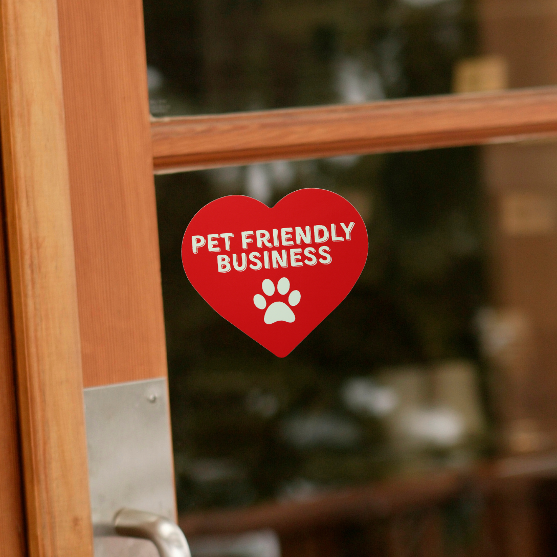 Pet Friendly Business Red Heart Vinyl Sticker
