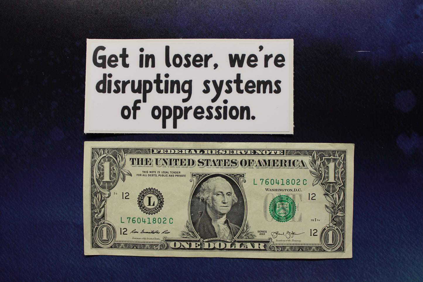 Get In Loser, We're Disrupting Systems of Oppression Vinyl Sticker