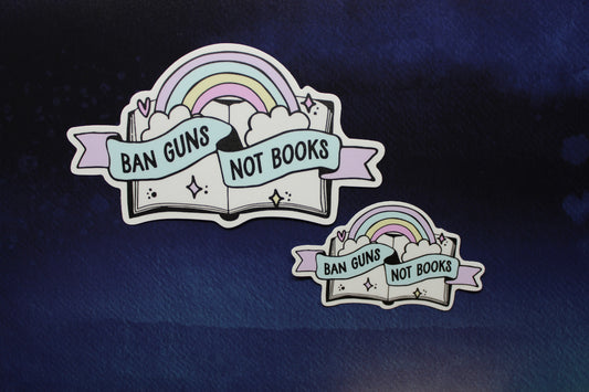 Ban Guns Not Books Vinyl Bumper Sticker Book Banning and Gun Control
