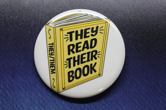 They/Them Pronoun Book Button Magnet or Bottle Opener