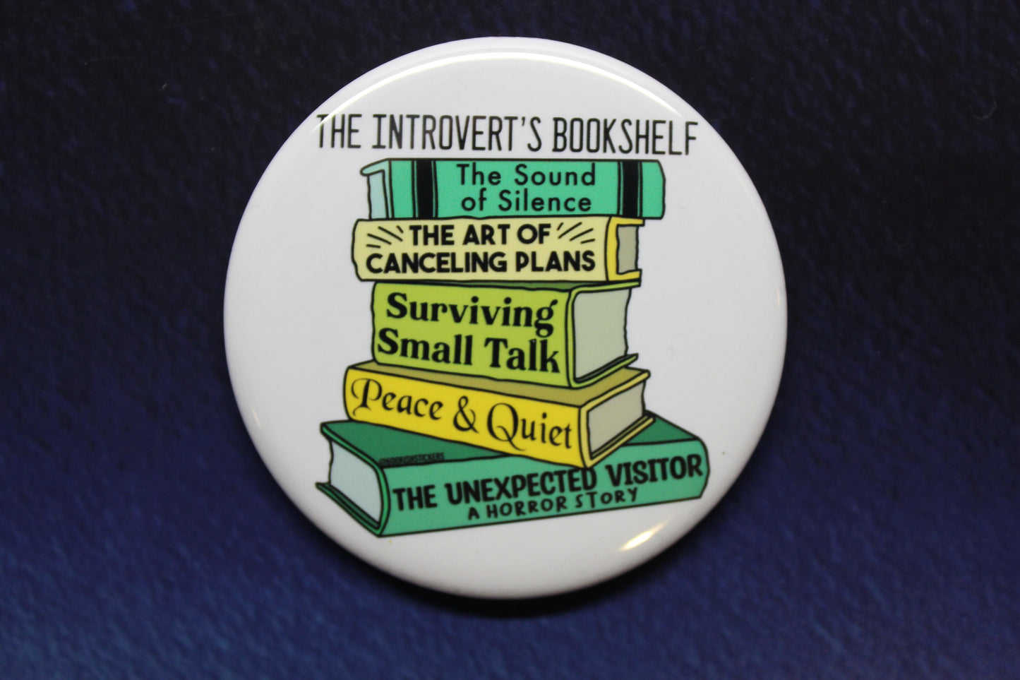 Introvert Bookshelf Button Magnet or Bottle Opener