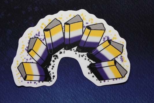 Nonbinary Pride Book Rainbow Vinyl Sticker