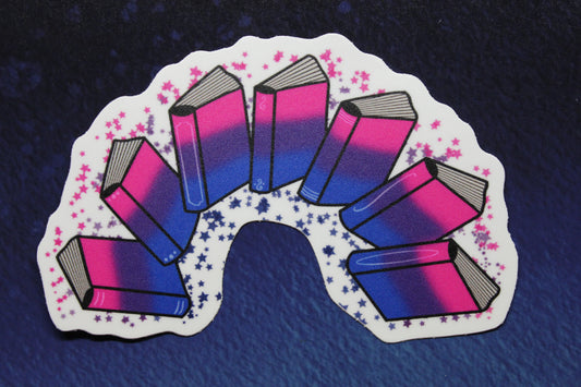 Bi Pride Book Rainbow Vinyl Sticker