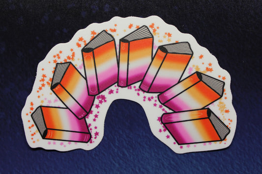 Lesbian Pride Book Rainbow Vinyl Sticker