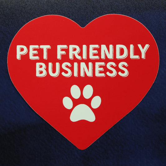 Pet Friendly Business Red Heart Vinyl Sticker