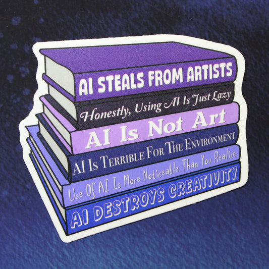 Anti Generative AI Bookshelf Vinyl Sticker