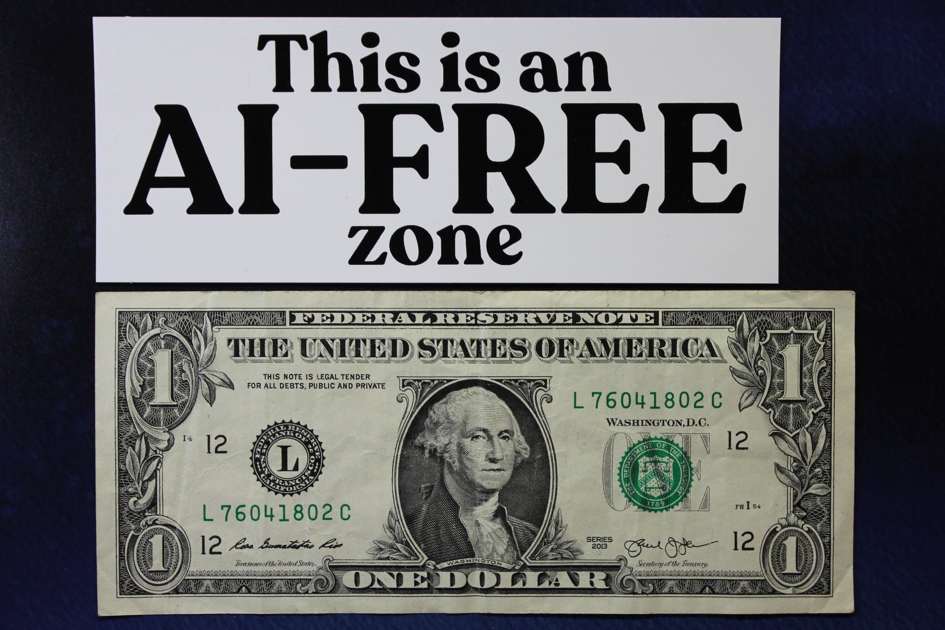 This is an AI-Free Zone Vinyl Sticker