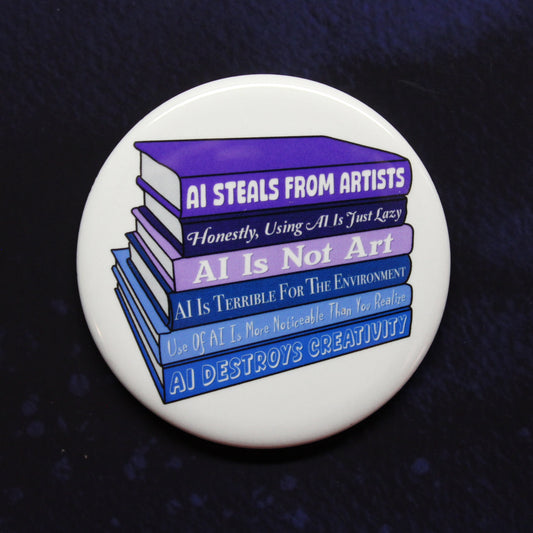 Anti AI Bookshelf Button or Magnet
