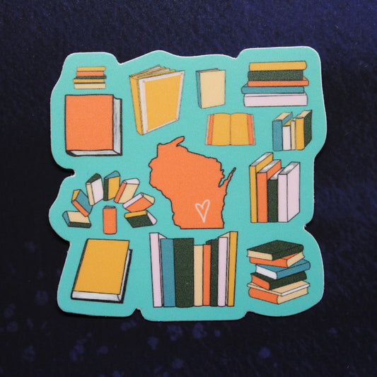 Book Lover WI (Turquoise) Vinyl Sticker