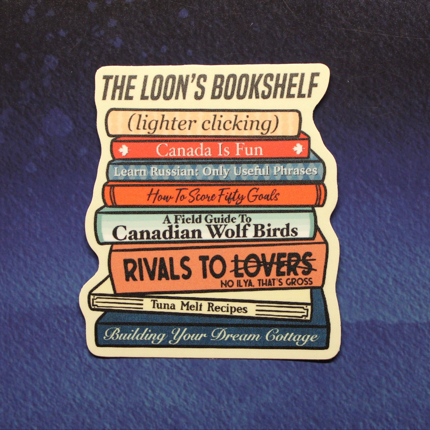 The Loon's Bookshelf Vinyl Sticker