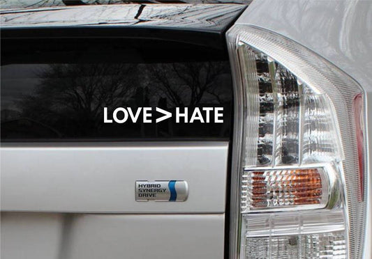 Love > Hate Vinyl Decal Die Cut Rub-On Sticker Bumper Political Liberal Car Laptop Resistance