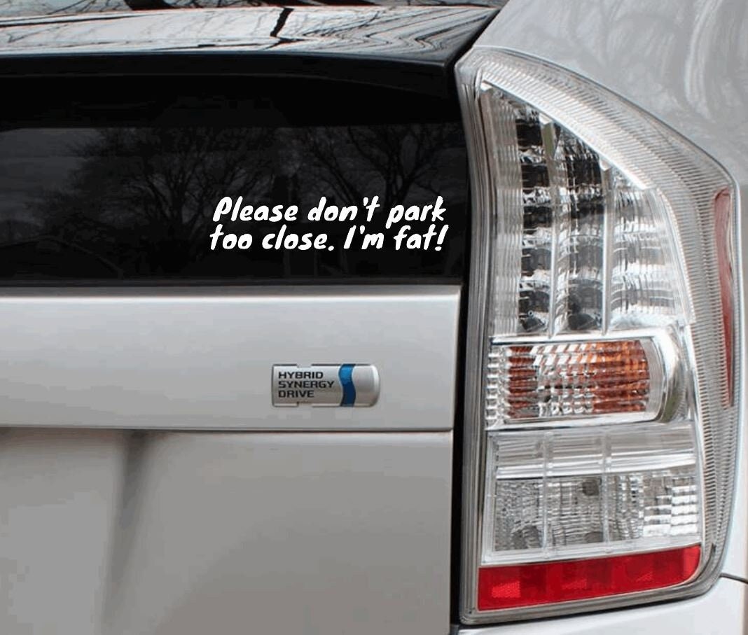 Please Don't Park Too Close, I'm Fat!  Rub-On Vinyl Die Cut Decal Bumper Sticker Car Laptop Sass Funny