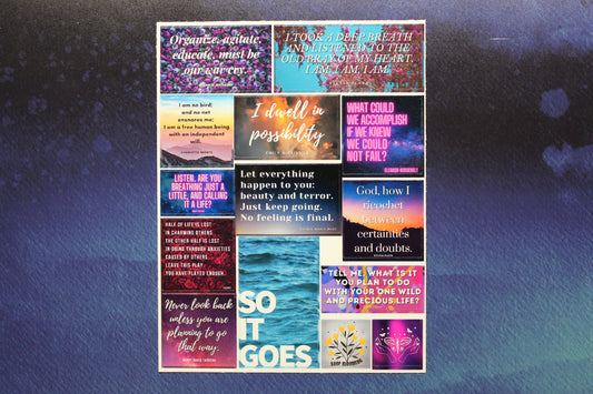Bookish Sticker Sheet Small Stickers With Literary Quotations Perfect For Gifting