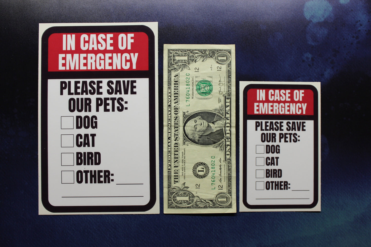 In Case of Emergency, Please Save Our Pets Vinyl Window Sticker