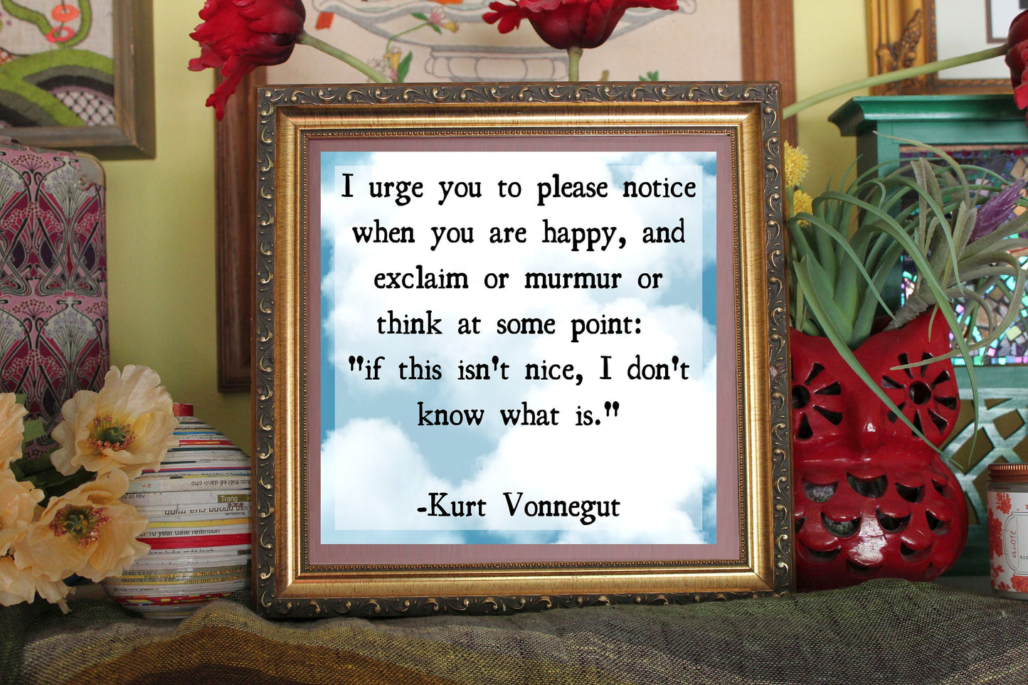 Kurt Vonnegut Happy Art Print Ready To Be Framed