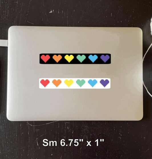 Pixelated 8-bit Hearts Vinyl Rainbow Sticker Laptop Water Bottle