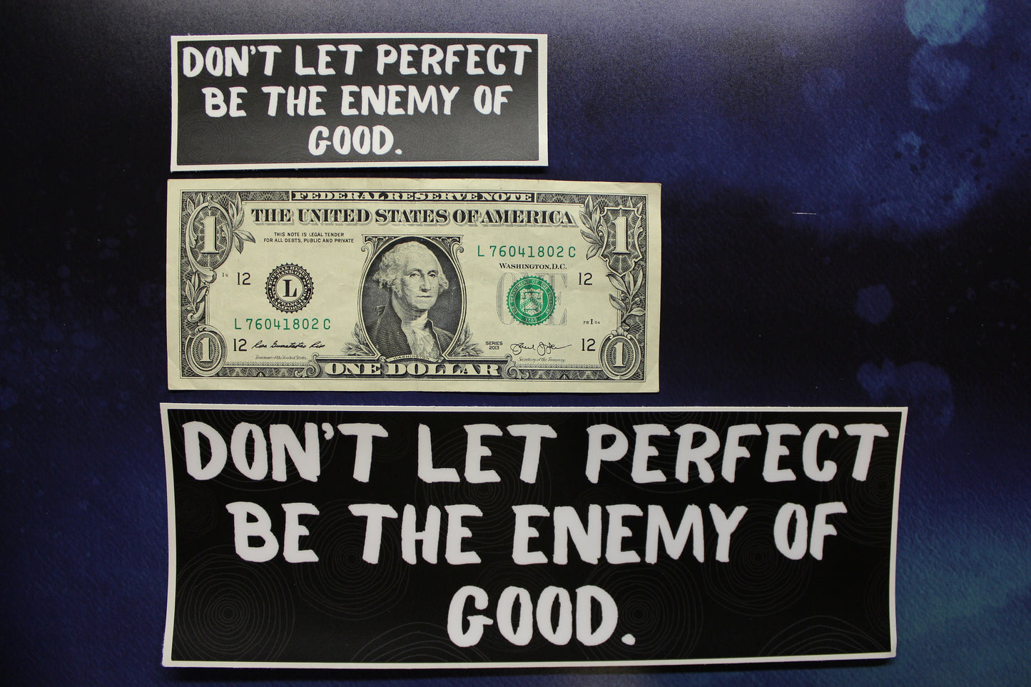 Don't Let Perfect Be The Enemy of Good Vinyl Bumper Sticker
