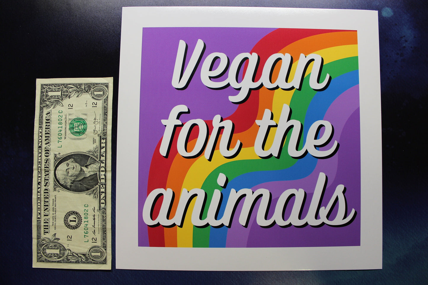 Vegan For The Animals Rainbow Art Print Ready To Be Framed