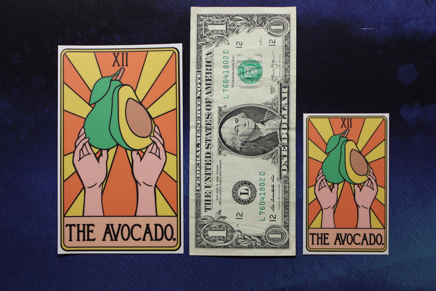 The Avocado Tarot Card Style Vinyl Sticker
