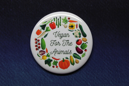 Vegan For The Animals Veggie Wreath Button Magnet or Bottle Opener
