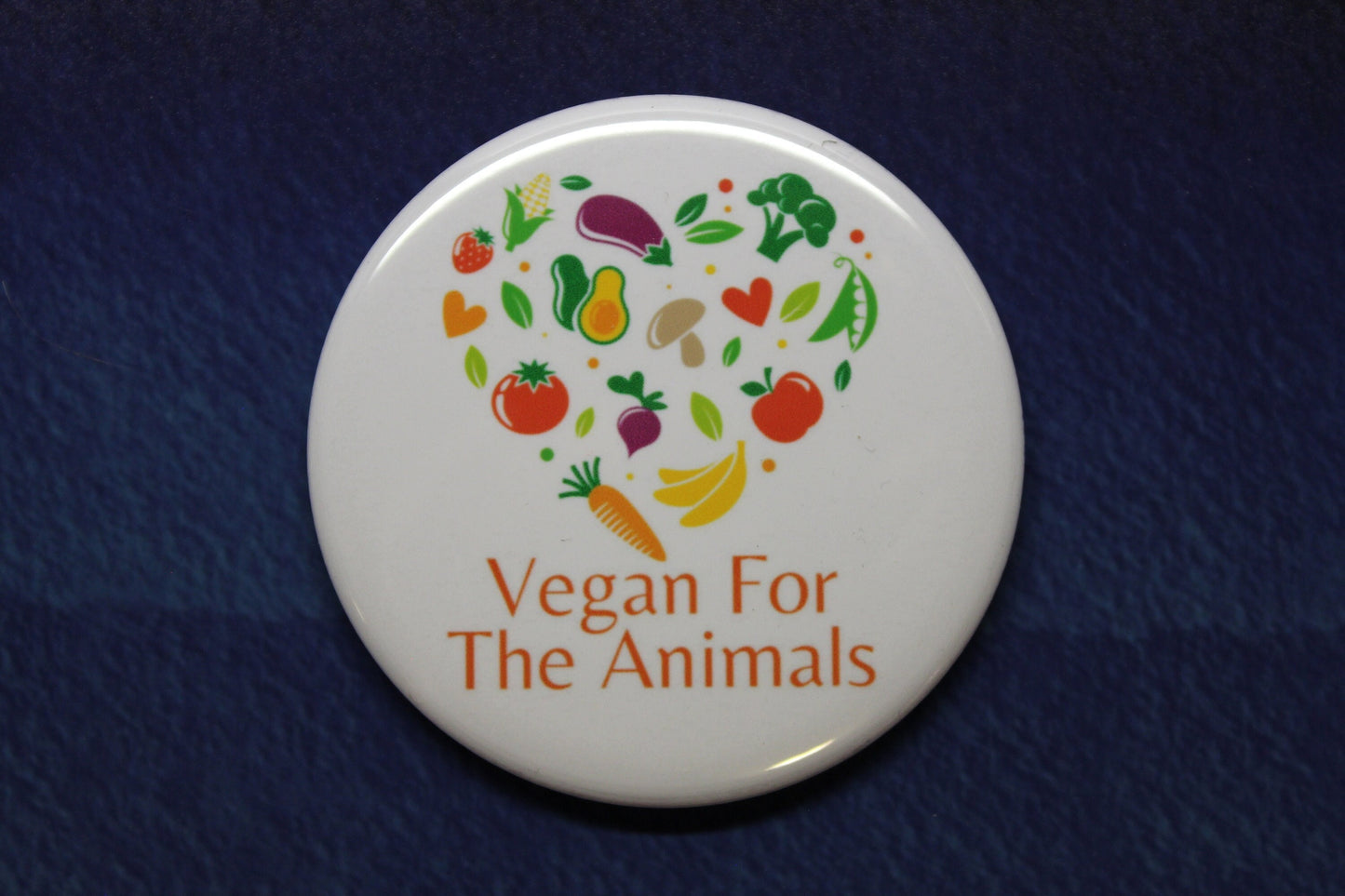 Vegan For The Animals Heart Button Magnet or Bottle Opener
