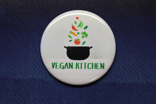 Vegan Kitchen Button Magnet or Bottle Opener